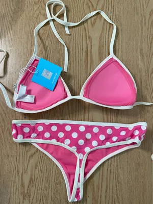 New Women’s Vintage Playboy polka dot thong bikini Swimsuit size large thumbnail 3