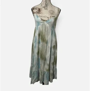 Forever 21 Fairycore 2012 Tie Dye Maxi Dress Blue Green Watercolor Boho Festival thumbnail 3