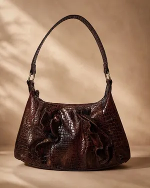 Vintage Genna De Rossi Faux-Croc Ruffle Shoulder Bag thumbnail 1