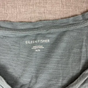 Eileen Fisher Shirt Womens M Blue V-Neck Short Sleeve Organic Cotton Jersey Top thumbnail 5