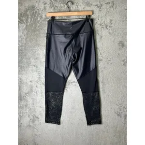 Zyia Active Light n‎ Tight Hi Rise 7/8 Leggings Black Reflective Metallic 12 New thumbnail 3