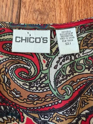 New Chico's Women’s Silk Paisley V-Neck Blouse thumbnail 7