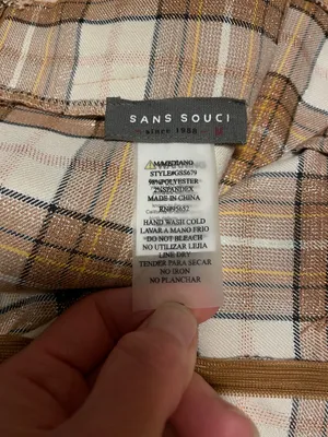 Sans Souci Lurex Plaid Mini Skirt with Front Slit - Beige & Cream Size Medium thumbnail 10