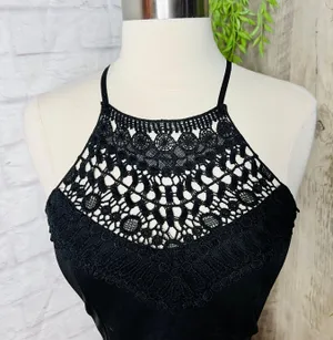 Lace Crop Top Black thumbnail 3