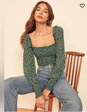 Reformation Pinto Top in Parsley Green Size Small thumbnail 1