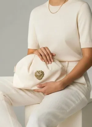 Dolce & Gabbana Devotion Limited Ivory White Evening Clutch Cosmetic Bag Pouch Approx 10”wide x 6.5” tall x 6.5” deep thumbnail 1