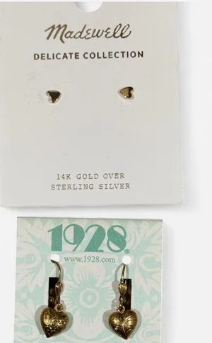 1928 Gold Heart‎ Earrings + Madewell earrings bundle thumbnail 1