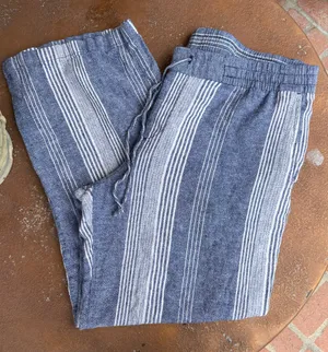 Old Navy Linen blue striped pants 🌊 thumbnail 1