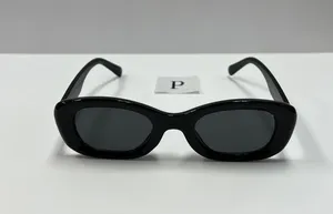 Small black retro sunglasses / black 90s style sunglasses thumbnail 1