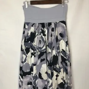 Susana Monaco Purple & Gray Strapless Rose Floral A-Line Maxi‎ Dress 2 thumbnail 5