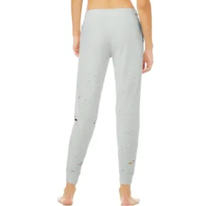 Alo Yoga Ripped Warrior Jogger Women M Grey Excellent Distressed Sweatpants thumbnail 2