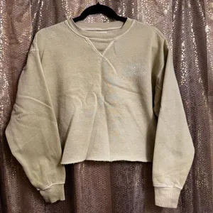 Billabong Take It Easy Floral Graphic Cropped Yellow Green Sweater Medium thumbnail 1