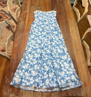 Saints and Secrets Blue White Floral Maxi Dress Small thumbnail 1