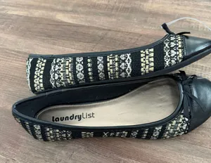 Laundry List Ballet Flats Size 8 Black Gold thumbnail 1