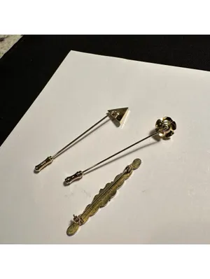 Lot Of 3 Gold Tone Brooch / Lapel Stick Pins 1 Signed Sarah (Sarah Coventry) thumbnail 8