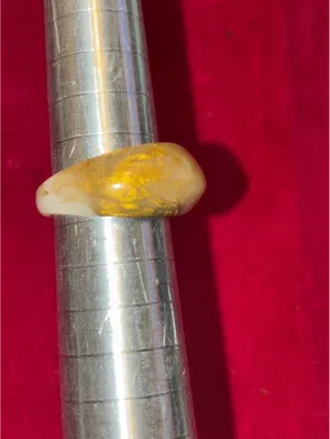 Retro Chunky Amber Acrylic Resin Dome Ring with Metallic Gold Foil Swirls Sz 7.5 thumbnail 3