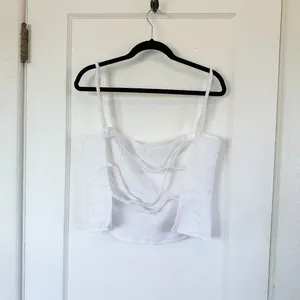 Reformation‎ | Amaya Strappy Open-Back 100% Linen Top in White thumbnail 6