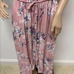 Xhilaration Smocked Blush Pink Floral Hi-Lo Dress XL thumbnail 4