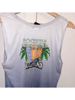 Harley-Davidson Woman’s XL Fort Myers Palm Tree Summer blue ombre tank top thumbnail 5
