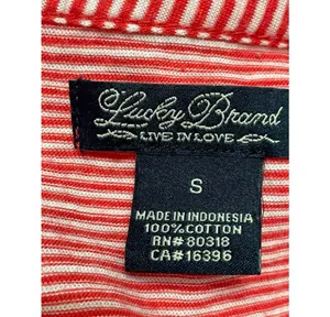 Lucky Brand Womens Henley Shirt RedWhite Stripe Roll Tab Sleeve Pockets S thumbnail 7