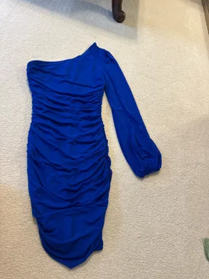 Amazon Blue one shoulder mini dress thumbnail 2