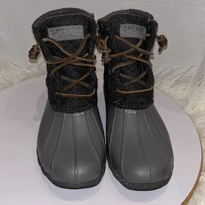 Sperry Saltwater Rain Duck Boots Womens Size 6. Gray Rubber Quilted Wool thumbnail 2