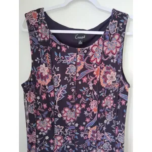 Connected Apparel Purple Floral Sleeveless Chiffon Pullover Lined Dress Size 16 thumbnail 3