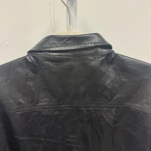 Olivaceous Black Faux Leather Button‎ Down Shirt Shacket S/M Fall Monochrome thumbnail 6