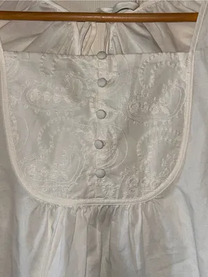 Boho-Chic Cottage Babydoll Peasant Top w/Puff Sleeves Pintuck Buttons Fairycore Sz S Ivory Cotton thumbnail 7