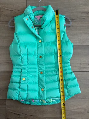 Lilly Pulitzer Isabelle Teal Green Sleeveless Down Filled Puffer Vest S thumbnail 8