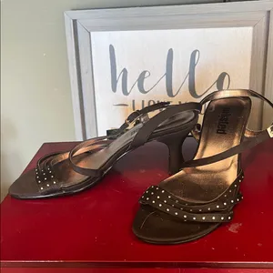 Unlisted Black Leather Sole Strappy Rhinestone Studded Dress Shoes Womens 6 thumbnail 9