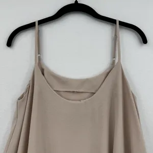 SHEIN Beige Handkerchief Hem Midi Dress Flowy Minimalist Boho Chic Lagenlook SM thumbnail 4