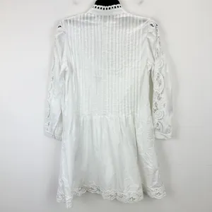 Madewell Pintucked Eyelet Mini Dress Boho Cotton Cottagecore White Small NWT thumbnail 15