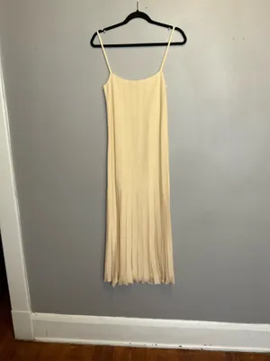 ZARA Ribbed Dress Knit Midi Cream fit and flare L thumbnail 2