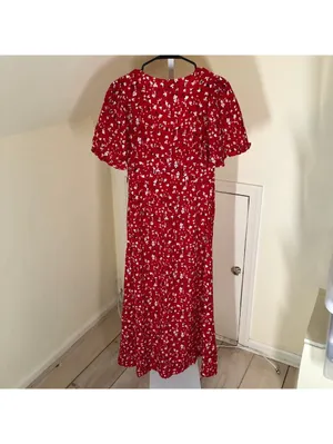 A New Day NWT Women's Short Sleeve Maxi Sundress Red Floral Size 2 thumbnail 8