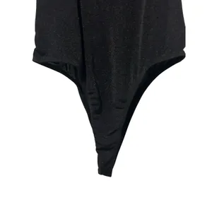 Just Polly New York Bodysuit Y2K Black Ruched Glam Gold Chain Strap Grunge SZ M thumbnail 6