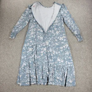 Udel New York Dress Womens M Blue Floral Smocked Puff Sleeve Cottagecore Maxi thumbnail 10