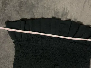 Free People Black Ruffled Strapless Top 100% Cotton thumbnail 6
