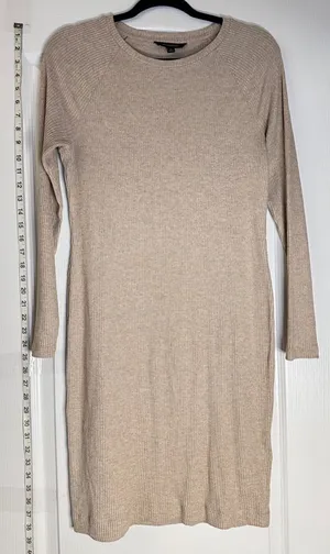 Banana Republic Taupe Long Sleeve Dress, Size Medium thumbnail 1