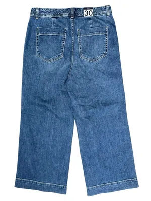 Gap NWT Women’s Size 30 10 Medium Indigo Blue High Rise Wide Leg Cropped Jeans thumbnail 3