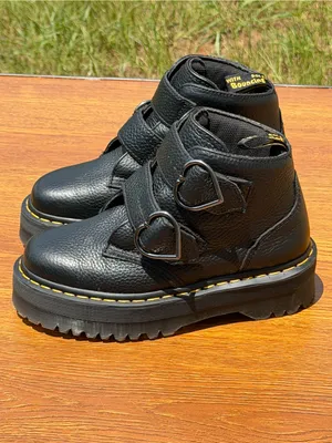 Dr. Martens Devon Heart Platform Boots Women US 7 Black Leather Double Strap thumbnail 3