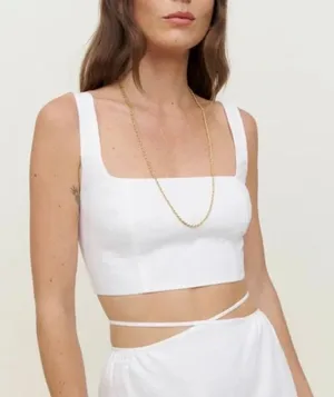 Reformation | NWT Pepper‎ 100% Linen Cropped Tank Top in White thumbnail 1