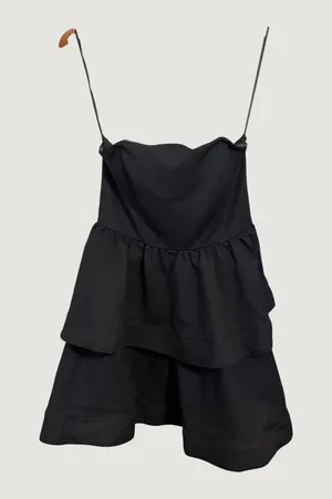 ASTR The Label Black Strapless Tiered Ruffle Mini Dress Size S thumbnail 1