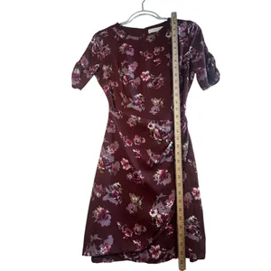 ASTR The Label Floral Mini Dress Burgundy Faux‎ Wrap S/S XS Soft Girl Romantic thumbnail 7
