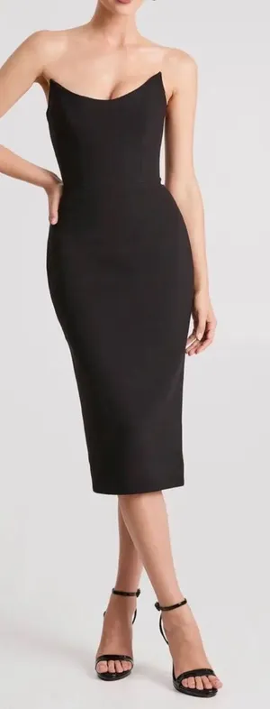 NEW HELSI Celia Black Strapless Cocktail Sheath Dress sz S thumbnail 1