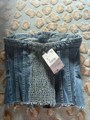 ZARA Denim Corset Top thumbnail 2