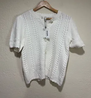 b.young Short Sleeve Cable Knit Cardigan NWT- Size Small thumbnail 1
