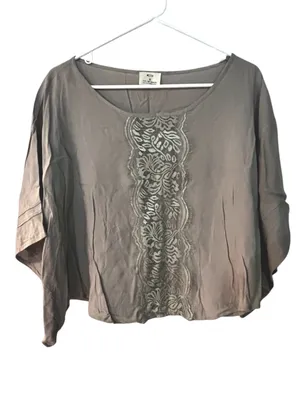 Pins and Needles Small Poncho Style Top Lightweight Lace Detail Boho Batwing thumbnail 2