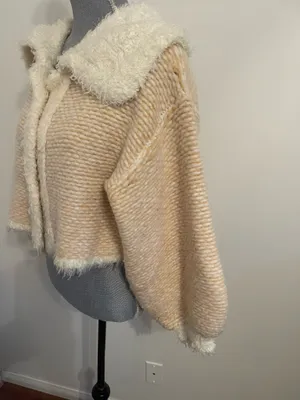 Free People Cream and Beige Cropped Cardigan. Size Xs thumbnail 6