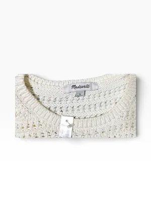 Madewell Womens White Crochet-Knit Crewneck Sweater Tank thumbnail 5
